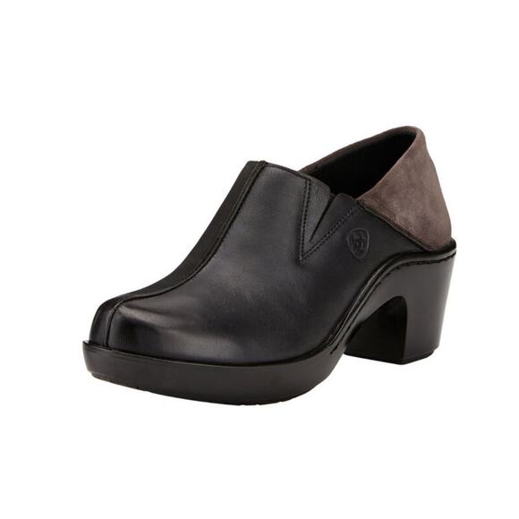 Women's Ariat Kickback Leather Clogs/ Suede Heel Cup Boho Black Size 8B - Picture 3 of 15